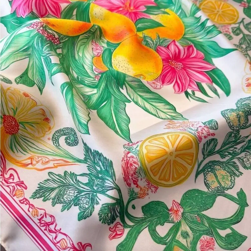 Citrus Floral Square Scarf A1577